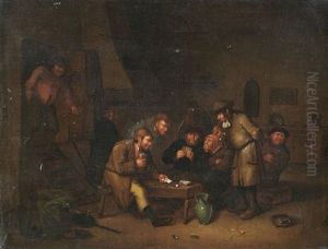 Wirtshausinterieur Mit Kartenspielenden Bauern