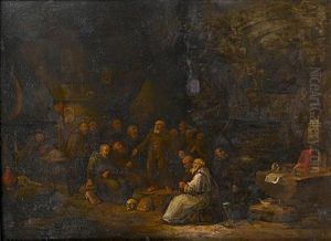 Monks Debating In A Grotto