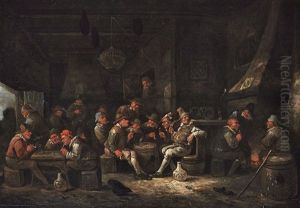 Wirtshausinterieur Mit Zahlreichen Zechern