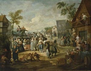 A Fair With A Quack Pulling Teeth In A Village by Egbert van Heemskerck the Younger