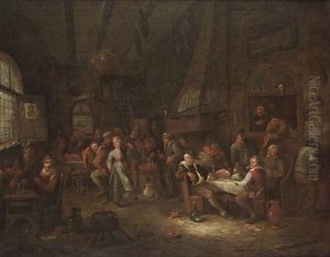A Tavern Interior With Peasants Merrymaking