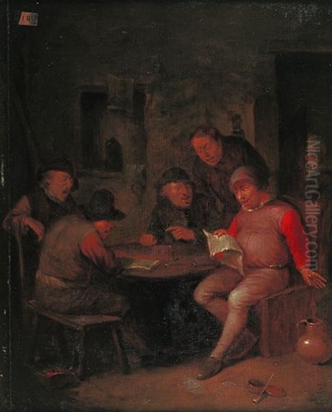 Scene De Lecture Dans Une Auberge - view 1