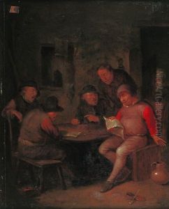 Scene De Lecture Dans Une Auberge by Egbert van Heemskerck the Younger