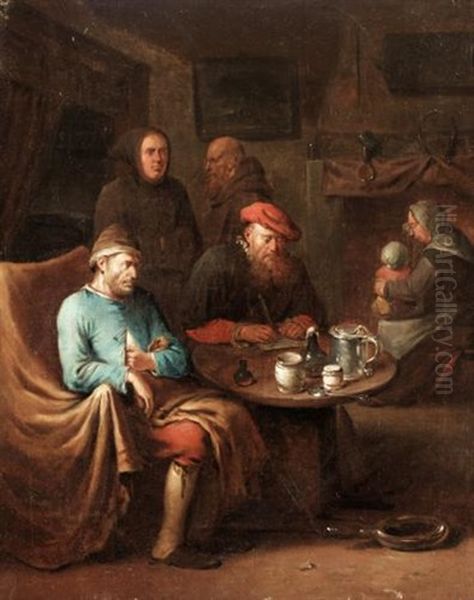 Interior With A Doctor And Monks Visiting An Invalid - view 1