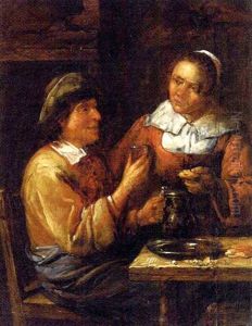 A Peasant Couple Eating In An Interior