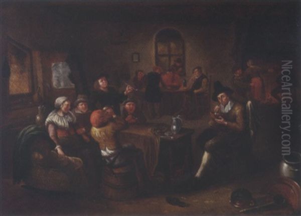 Merry Company Drinking And Smoking In An Inn - view 1