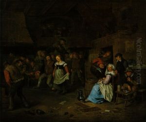 Feiernde Bauern Im Wirtshaus by Egbert van Heemskerck the Younger