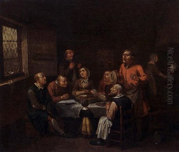 A Family Praying At A Table In An Interior - view 1