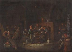 Tanzende Und Zechende Bauern Im Wirtshaus. Reiche Personnenstaffge by Egbert van Heemskerck the Younger