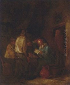 Boors Drinking In A Tavern by Egbert van Heemskerck the Younger