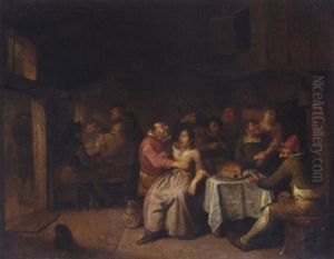 A Tavern Interior With Boors Eating, Drinking And Smoking by Egbert van Heemskerck the Younger