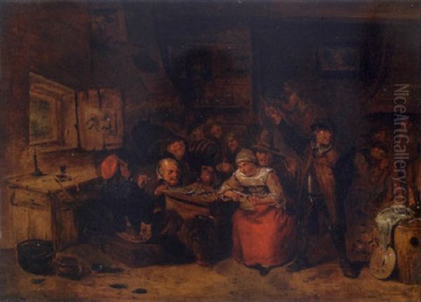 Peasants Smoking And Drinking In An Interior - view 1