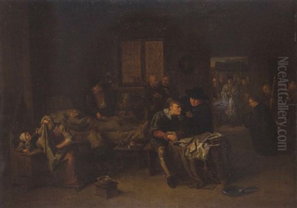 Trauernde Familie Im Sterbezimmer - view 1