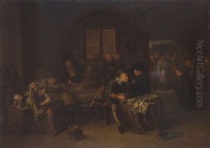 Trauernde Familie Im Sterbezimmer by Egbert van Heemskerck the Younger