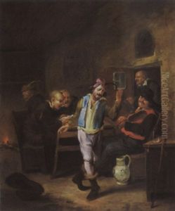 Peasants Singing, Making Music And Drinking In A Tavern, A Fireplace In The Background by Egbert van Heemskerck the Younger
