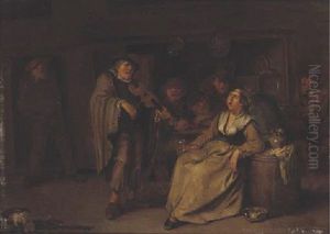 Boors Making Music And Drinking In An Inn by Egbert van Heemskerck the Younger