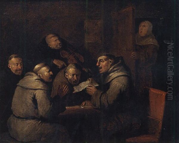 Monks Singing In An Interior - view 1