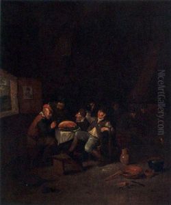Peasants Eating And Drinking In An Interior by Egbert van Heemskerck the Younger