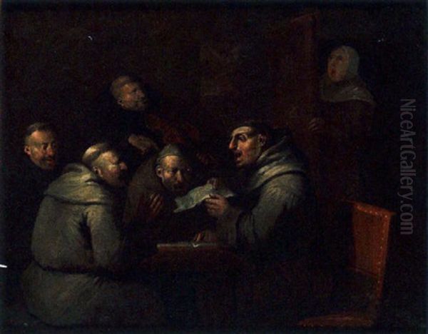 Monks Singing And Making Music In An Interior - view 1