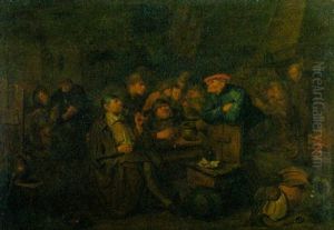 Bauern In Der Schenke Beim Rauchen Und In Lebhaftigem Gesprach by Egbert van Heemskerck the Younger
