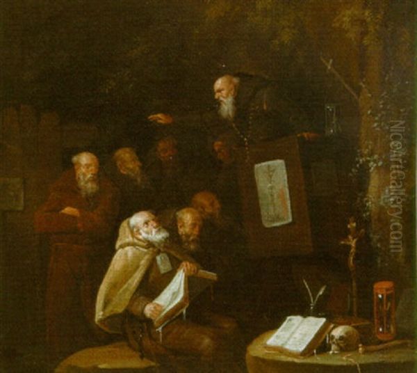 Monks Performing A Mass In A Wood - view 1