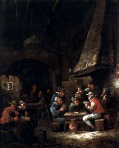 A Tavern Interior With Figures Playing Cards by Egbert van Heemskerck the Younger