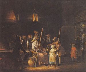 A Nocturnal Monkey Tribunal With Two Cats Being Summoned For Judgement