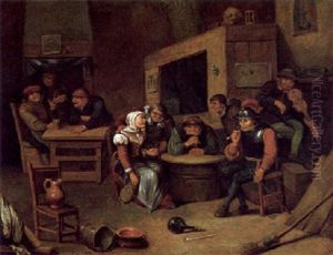 Musizierende, Zechende Und Kartenspielende Bauern Im Wirtshaus by Egbert van Heemskerck the Younger