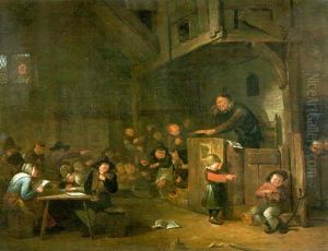The Interior Of A School Room With Unruly Pupils by Egbert van Heemskerck the Younger