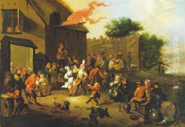 Feiernde Bauern Vor Einem Wirtshaus - view 1