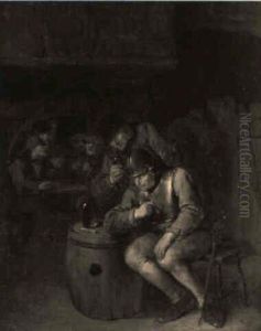 A Boor Watching A Soldier Asleep In A Tavern