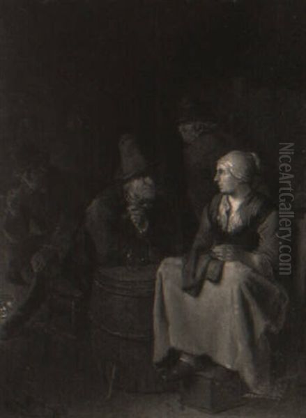 A Kitchen Maid And Boors Merrymaking At A Table - view 1