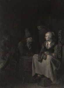 A Kitchen Maid And Boors Merrymaking At A Table
