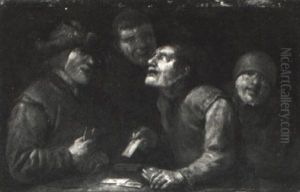 Boors Playing At Cards by Egbert van Heemskerck the Younger