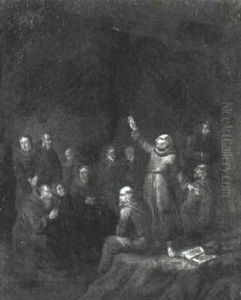 Monks In A Cavern by Egbert van Heemskerck the Younger