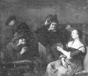Peasants Smoking And Drinking In An Interior by Egbert van Heemskerck the Younger