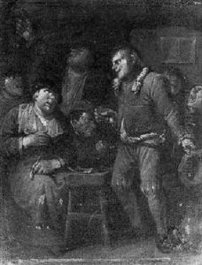 A Boer Serenading A Seated Woman In A Crowded Interior