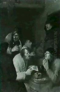 Boors Carousing In A Tavern by Egbert van Heemskerck the Younger