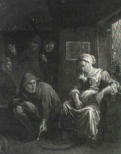 Scene D'interieur, Quatre Paysans by Egbert van Heemskerck the Younger
