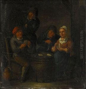 Interior Med Kortspelare by Marten Heemskerck van der Heck