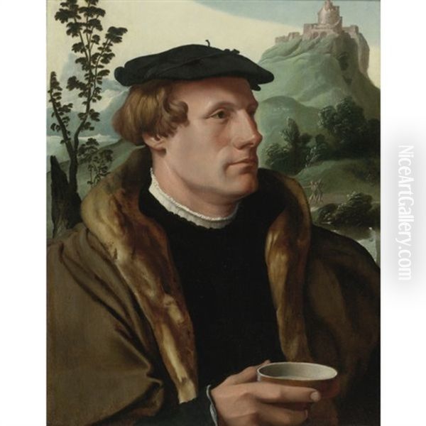 Portrait Of A Gentleman In A Fur-lined Cloak - view 1