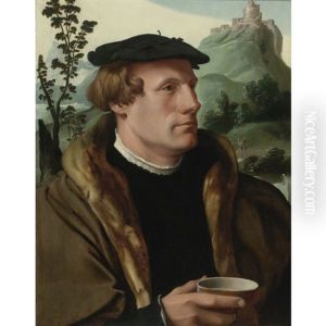 Portrait Of A Gentleman In A Fur-lined Cloak by Maerten Jacobsz van Heemskerck
