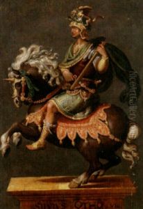 Silius Vii On Horseback Wearing Military Regalia by Maerten Jacobsz van Heemskerck