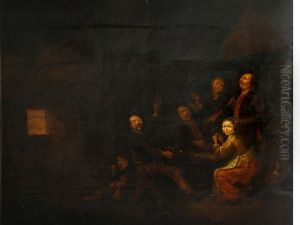 A Tavern Interior With Figures Playing Cards by Sebastiaen (Bastiaen) Heemskerck