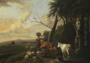 Landschaft Mit Zwei Magden Und Viehherde