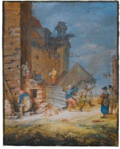 Peasants Dancing And Singing By A Crumbling Castle