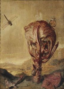 A Red Cabbage, A Snail, A Butterfly, A Dragonfly, A Bee And A Wood Louse, In A Landscape A Red Cabbage, A Snail, A Butterfly, A Dragonfly, A Bee And A Wood Louse, In A Landscape
