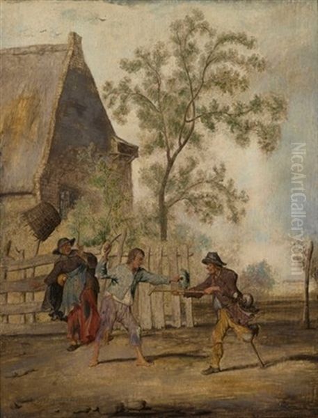 Two Beggars Fighting Near A Farmhouse - view 1