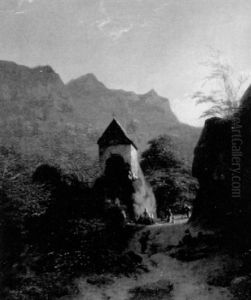 Sudtiroler Hochgebirgstal Mit Auf Einem Felsen Gebauter Kapelle by Johann Christian Heerdt