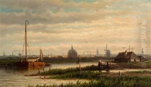 Panoramic View On A City Gate Of Amsterdam